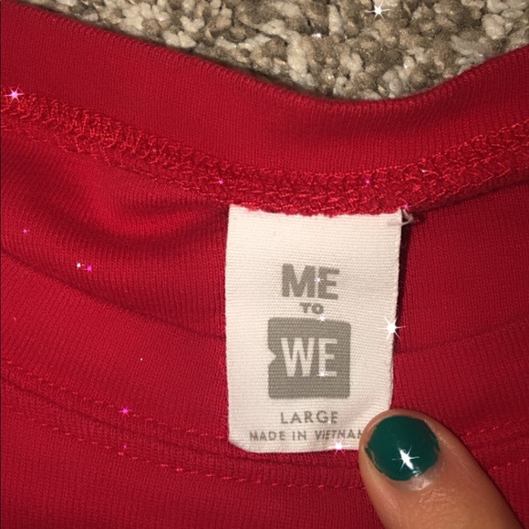 ✨red cropped longsleeve with yellow/white stripes✨ - Picture 3 of 3